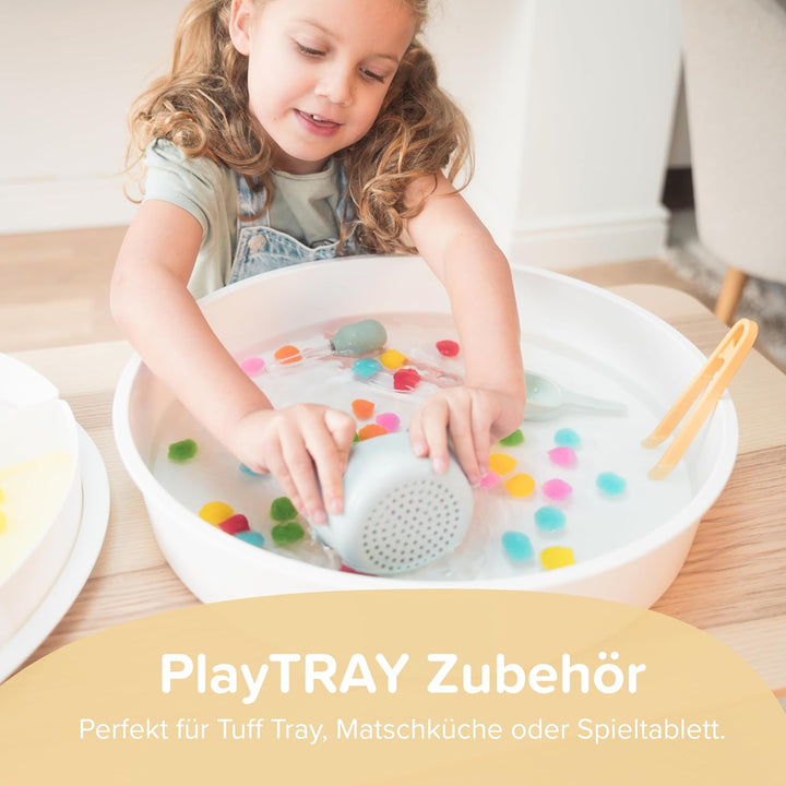 Inspire My Play – 3 x Koralle Stapelbare Silikonschalen und Sieb – Perfektes Zubehör für Sensory Pla