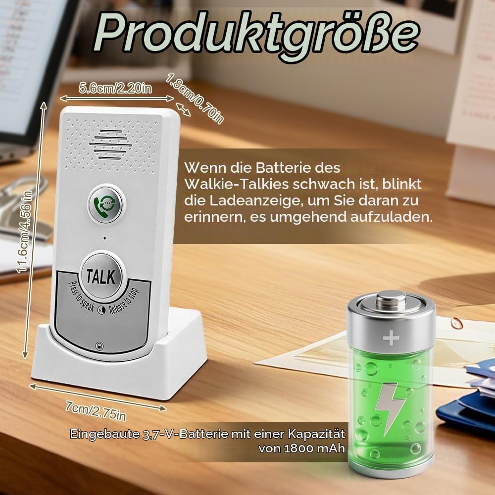 Gegensprechanlage mit Funkklingel, Gegensprechanlage Funk mit Akku, Smart Funk Sprechanlage mit 38 K