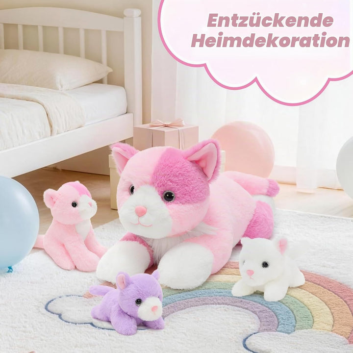 MorisMos gross Katze Kuscheltier mit Baby im Bauch, 35cm Weich Niedliche Katze Stofftier Plüschtier,