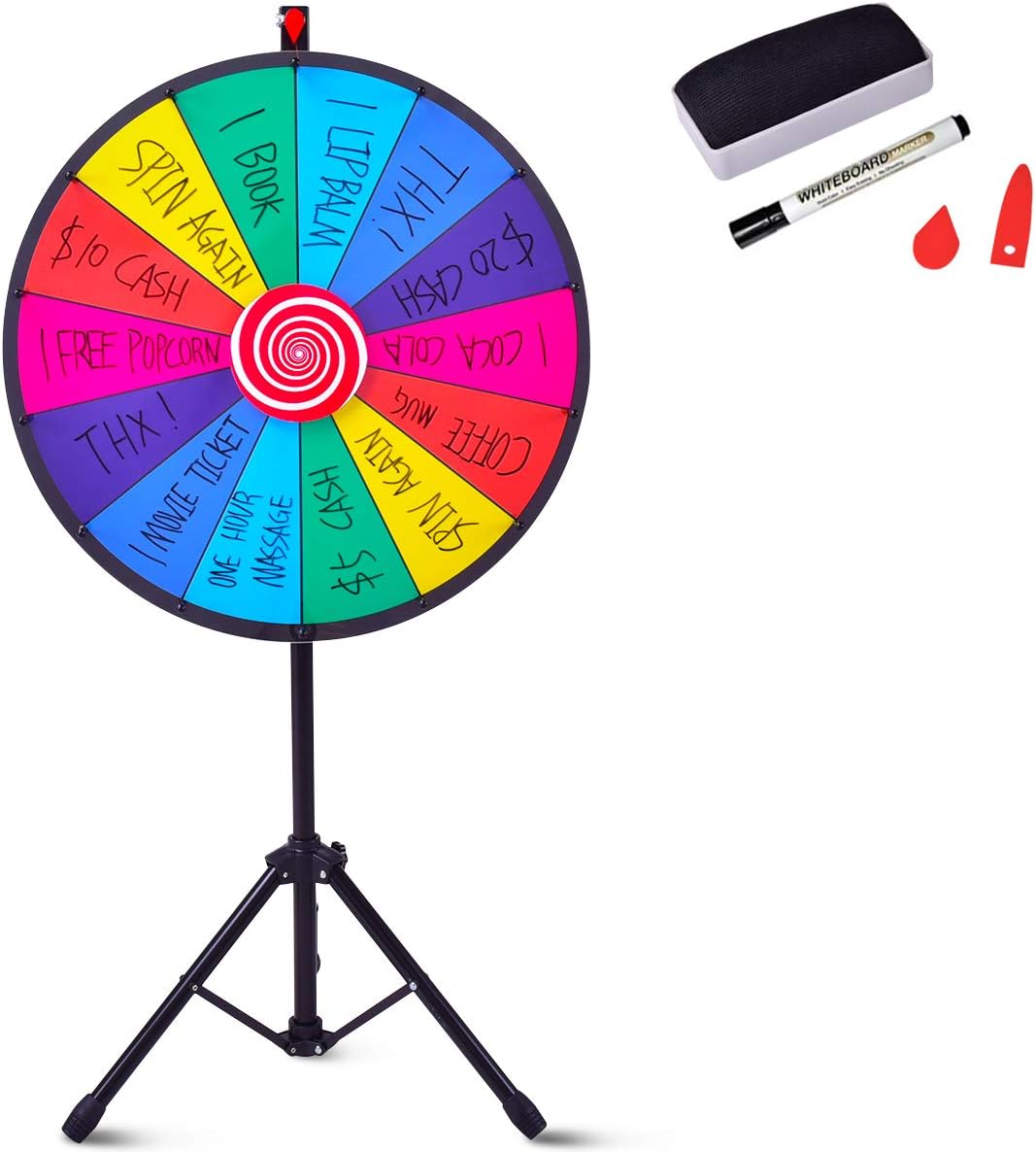 COSTWAY 24" Glücksrad Spielzeug Farbe Rad Spiele für Lotteriespiele, Wortspiele φ60cm