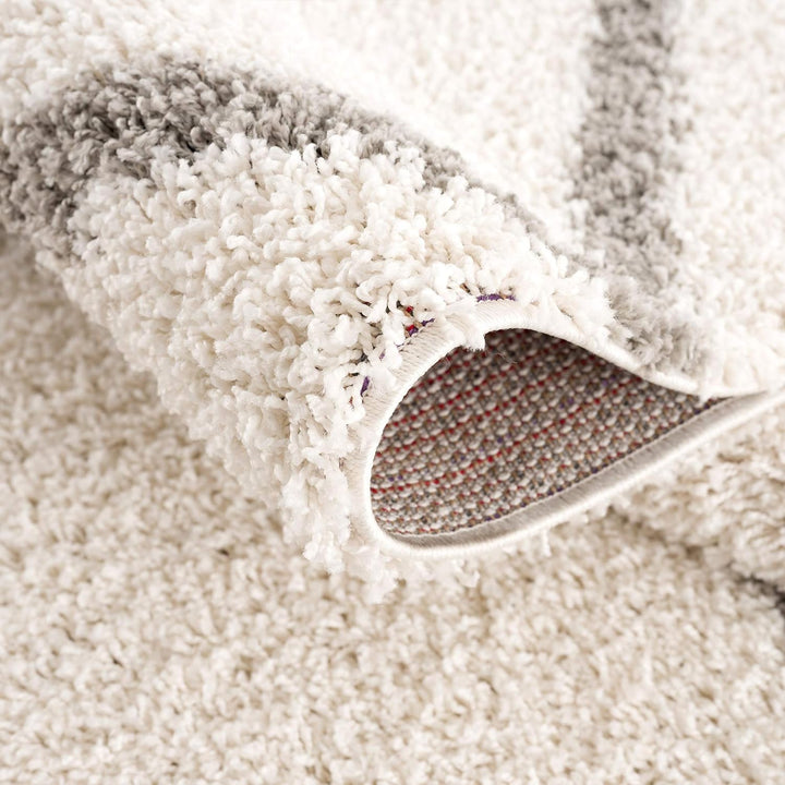 SANAT Madrid Shaggy Teppich Rund - Hochflor Teppiche für Wohnzimmer, Schlafzimmer, Küche - Creme, Gr