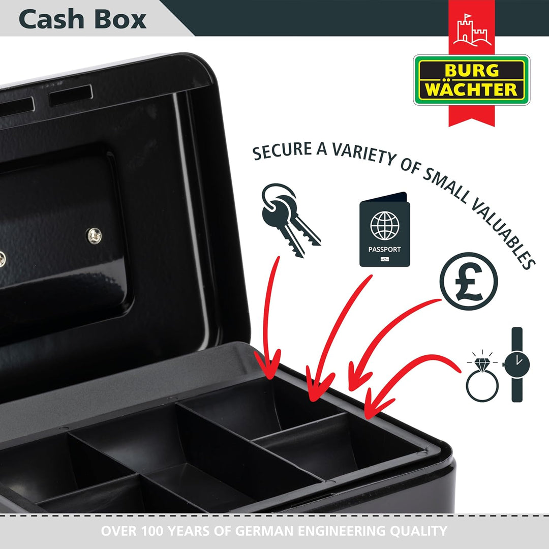 Burg-Wächter CB03GR Geld 5025 Geldkassette, Schwarz, 25,4 cm (10 Zoll) 25,4 cm (10 Zoll) Schwarz, 25