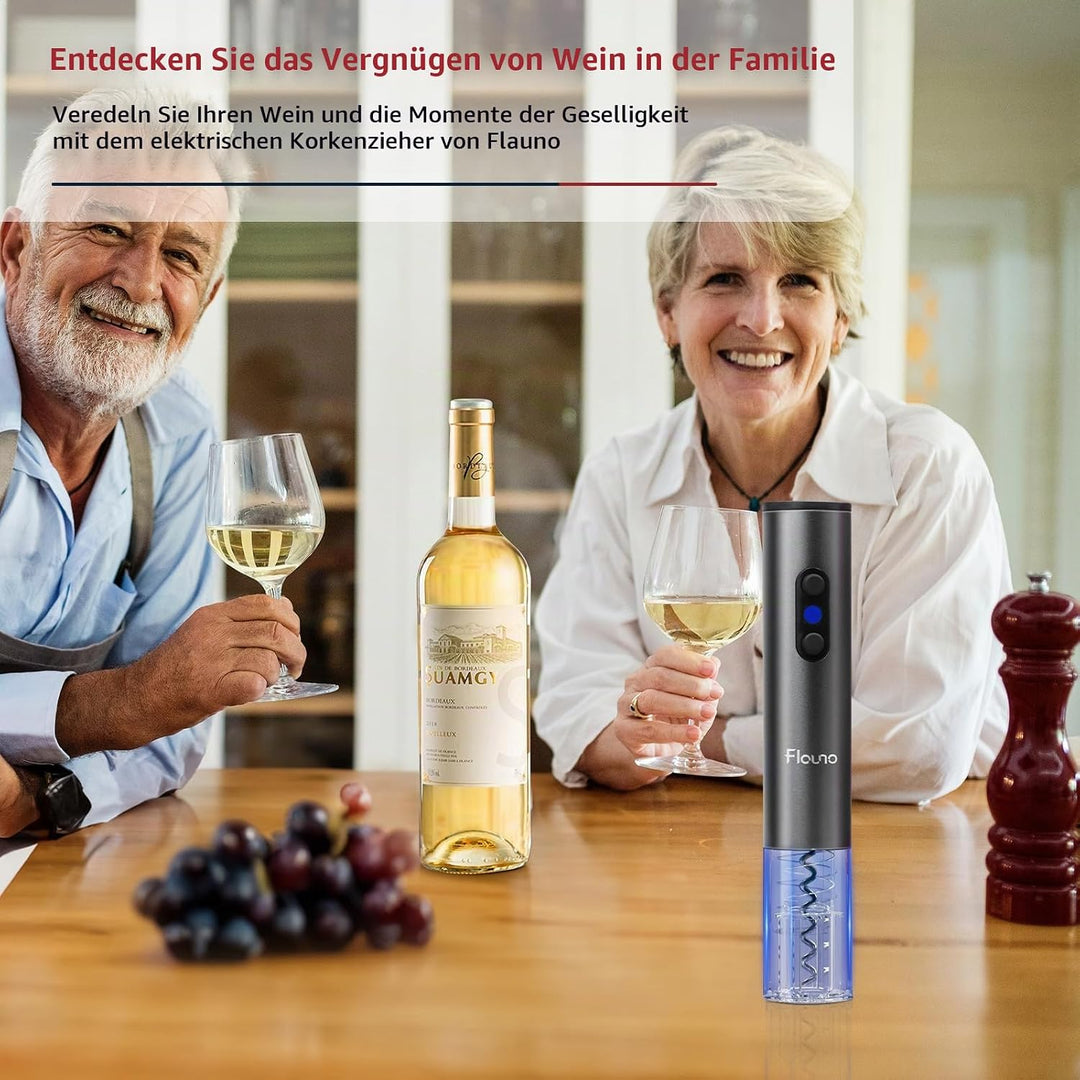 Flauno Elektrischer Korkenzieher, kabellos, professionell, automatischer Weinöffner mit Papierschnei