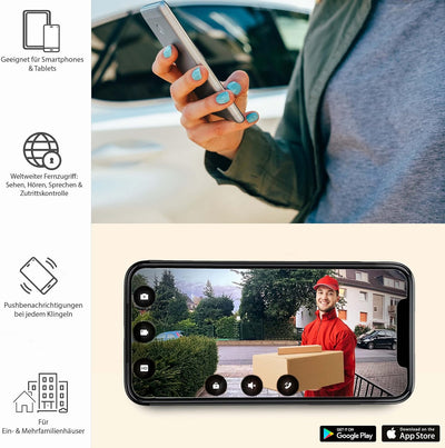 Goliath Hybrid - 2-Draht | Full-HD Video Türsprechanlage | App | 3-Fam | 3 x Full-Touchscreen 7" | A