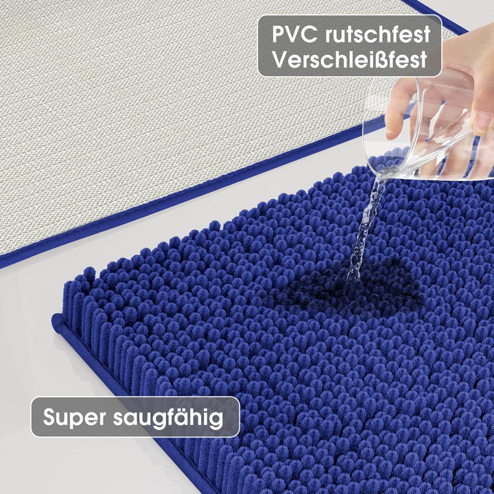 Badvorleger Set 3-Teilig-Weiches Badematten Set mit Rutschfester, Chenille Saugfähige Badteppiche Se