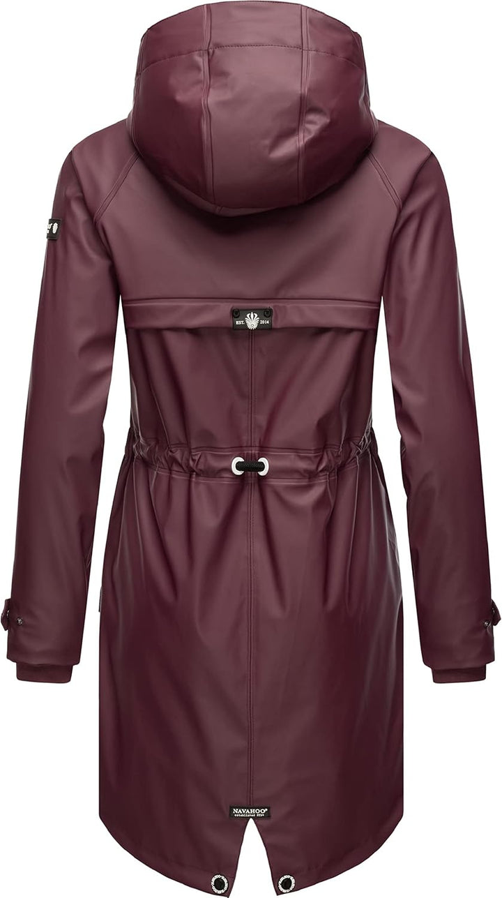Navahoo Damen Übergangsjacke Regenmantel wasserdicht lang warm gefüttert mit Kapuze Rainy Flower XS-
