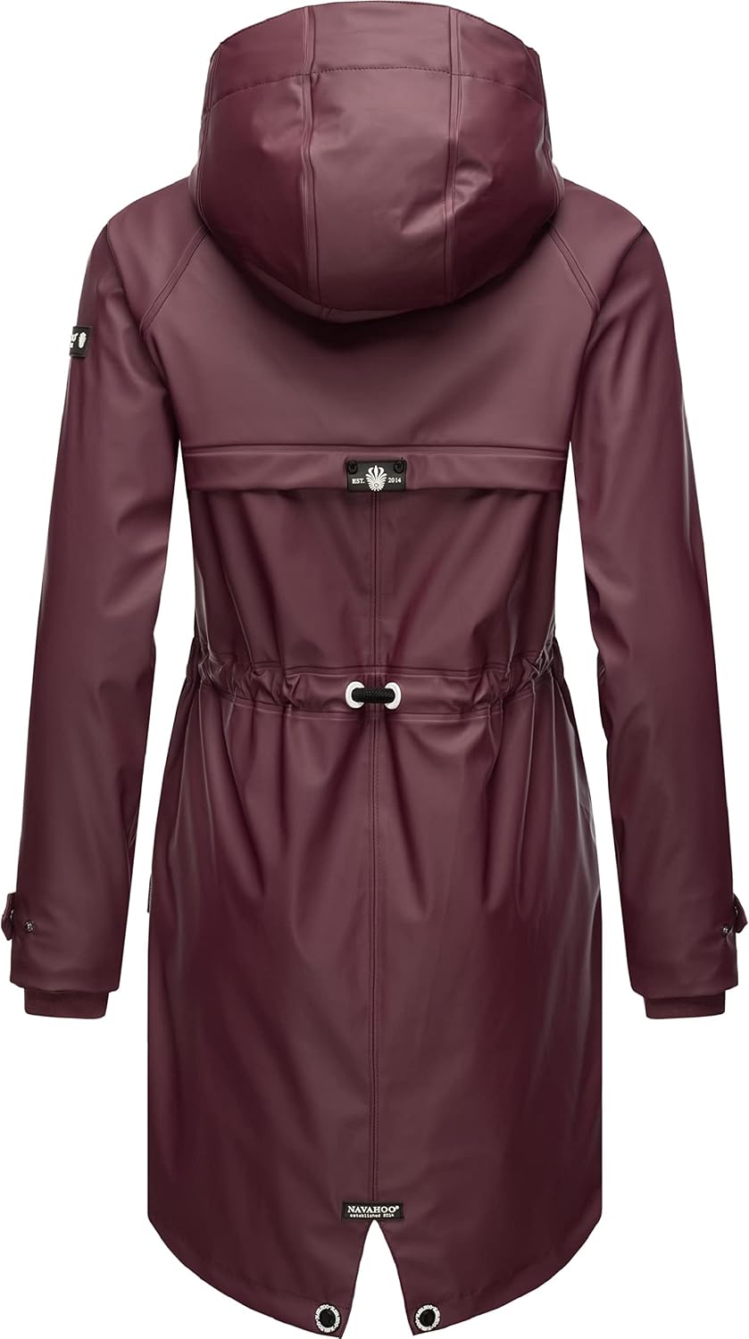 Navahoo Damen Übergangsjacke Regenmantel wasserdicht lang warm gefüttert mit Kapuze Rainy Flower XS-