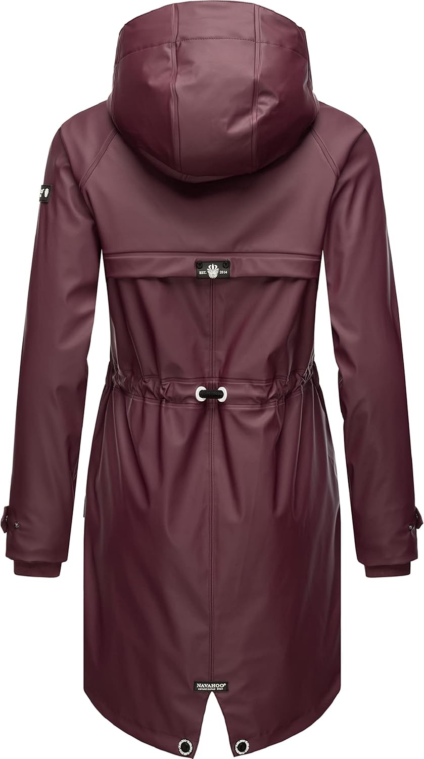 Navahoo Damen Übergangsjacke Regenmantel wasserdicht lang warm gefüttert mit Kapuze Rainy Flower XS-