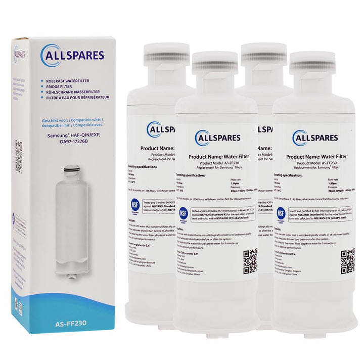 AllSpares Wasserfilter für Kühlschrank geeignet für Samsung DA97-17376B / HAF-QIN/EXP (4 Stück), 4 S