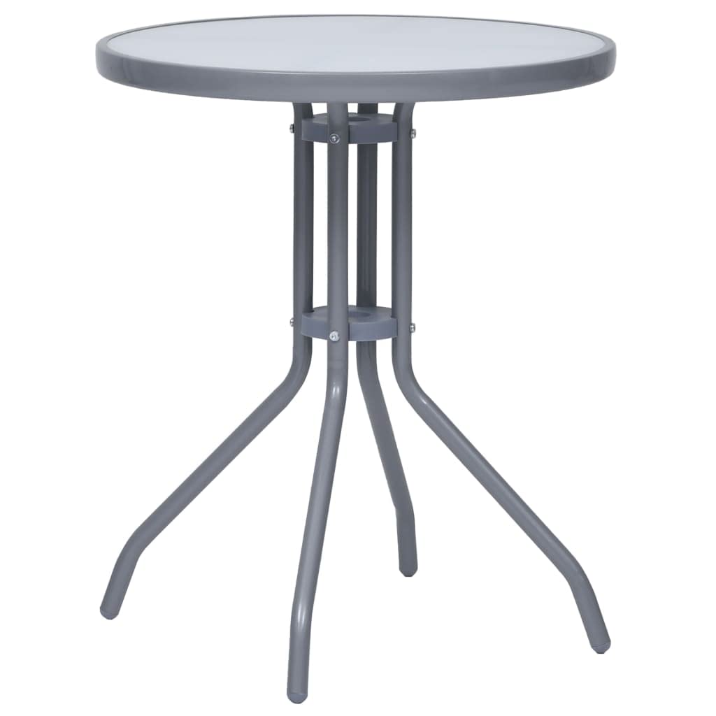 Gartentisch Hellgrau 60 cm Stahl und Glas