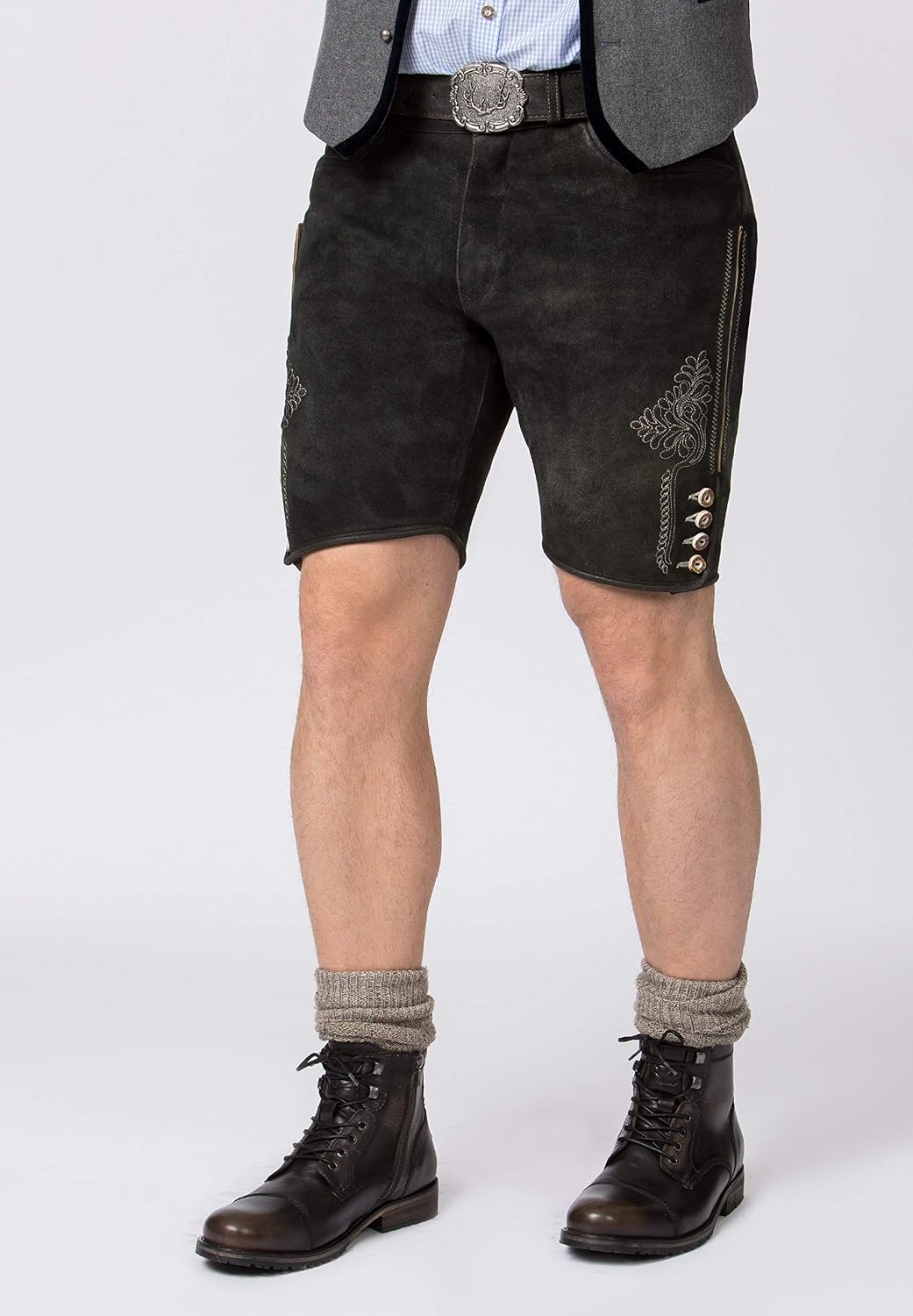 Stockerpoint Herren Lederhose Corbi4 I Grösse 44-64 I Bequeme Trachtenhose in edler Hirschoptik inkl