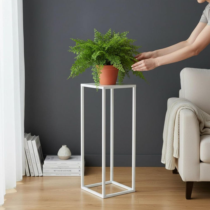 DanDiBo Blumenhocker Metall Weiss Eckig 50 - 70 cm Blumenständer Beistelltisch 96482 Blumensäule Mod
