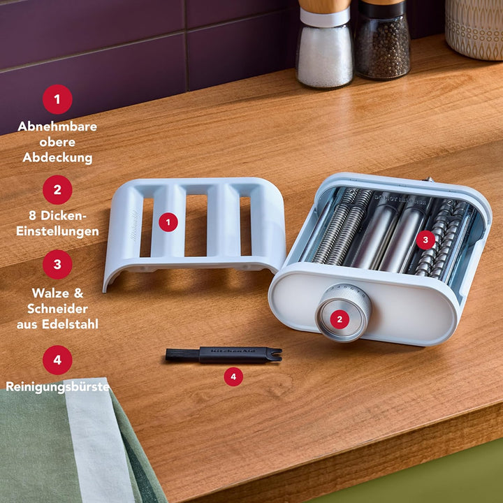 KitchenAid 3-in-1 Nudelvorsatz 5KSM3PPA, Nudelroller, Schneider, enthält Nudelwalze, Spaghettischnei