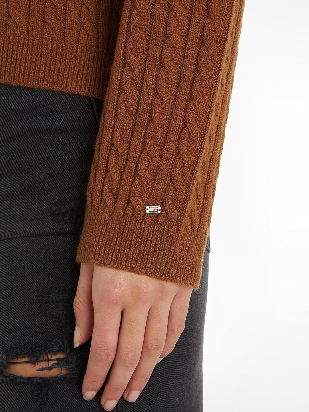Tommy Hilfiger Damen Soft Wool Ao Cable V-nk Sweater Ww0ww39887 Pullover 3XL Braun (Natural Cognac),