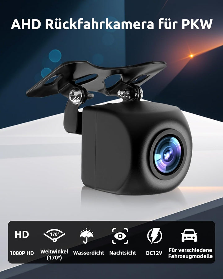 Essgoo AHD Rückfahrkamera fürs Auto, 170° Weitwinkel IP68 wasserdicht Carplay Backup Camera HP Rear