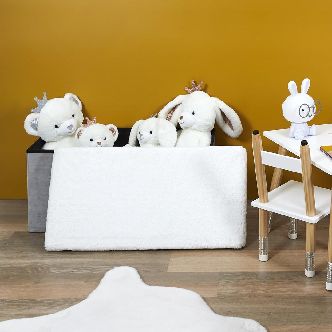 The Home Deco Factory Sitzbank, Wood, Hellgrau/Weiss, 77 x 38 x 38 cm Hellgrau/Weiss 77 x 38 x 38 cm