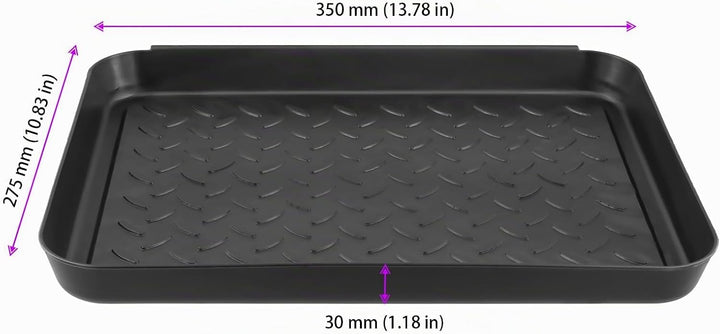 6 Stück Kunststoffe Schuhabtropfschalen, 35 x 27.5 x 3 cm Schwarz Schuhablage, Multifunktional Schuh