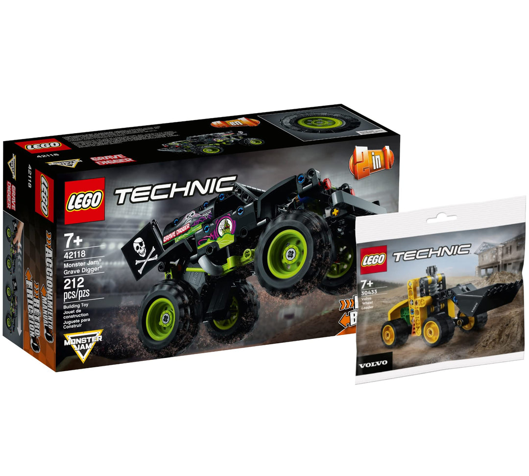 Lego Set - Lego Technic Monstertruck Monster Jam Grave Digger 42118 + Polybag Volvo Radlader 30433
