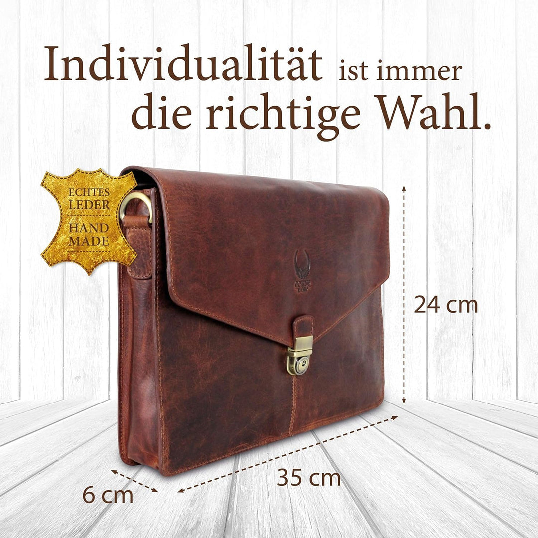Corno d´Oro Premium Laptoptasche 13 Zoll Laptop Leder I Handgefertigte MacBook Tasche Echt Leder I U