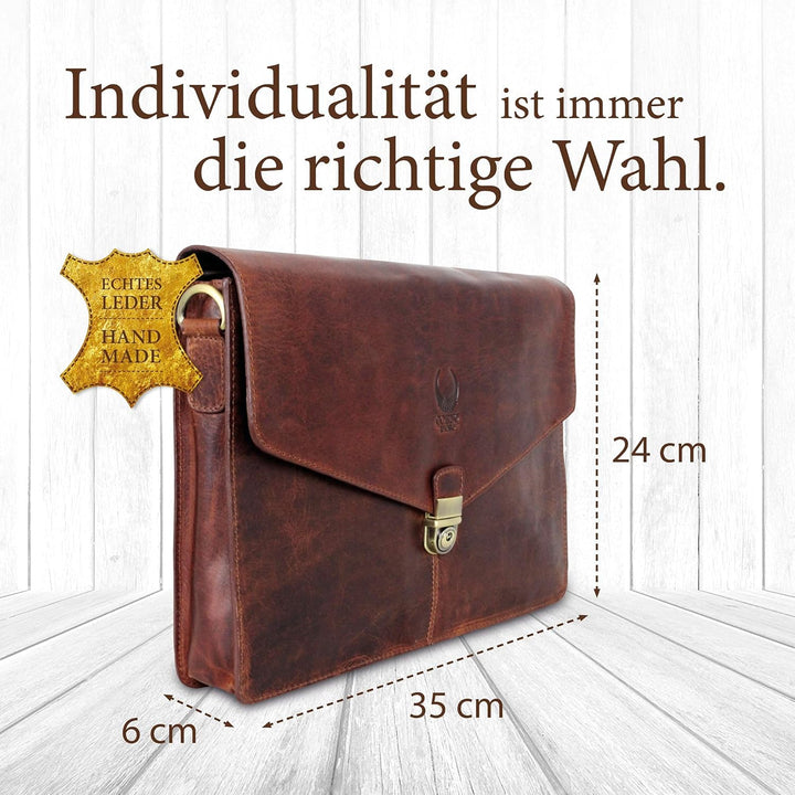 Corno d´Oro Premium Laptoptasche 13 Zoll Laptop Leder I Handgefertigte MacBook Tasche Echt Leder I U
