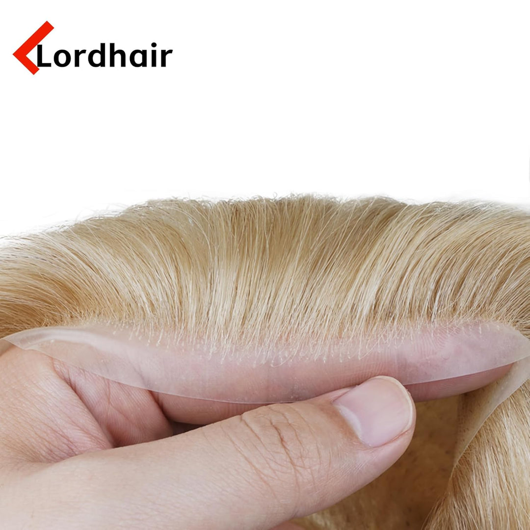 Lordhair Perücke Männer,Realität Toupet,0,06 mm Alle V-Looped Dünnes,Haarfreestyle,Natürlich eng anl