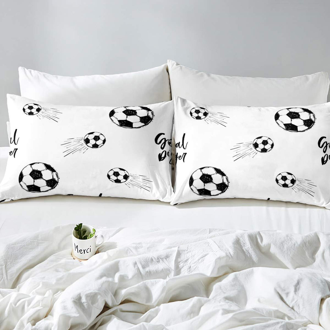 Loussiesd Jungen Fu?Ball Betten Set Sport Thema Bettbezug Set Kinder Fu?Ball Muster Bettw?sche Set 1