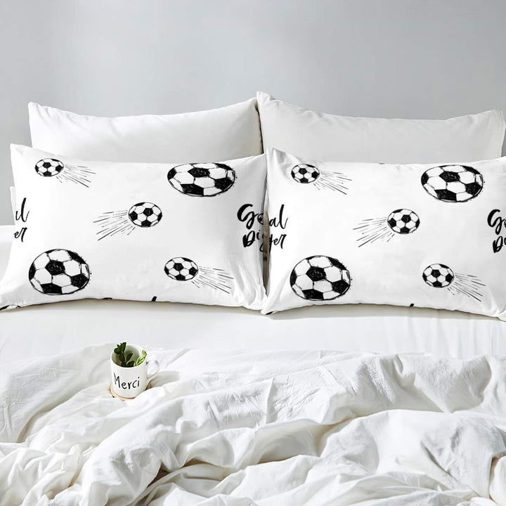 Loussiesd Jungen Fu?Ball Betten Set Sport Thema Bettbezug Set Kinder Fu?Ball Muster Bettw?sche Set 1