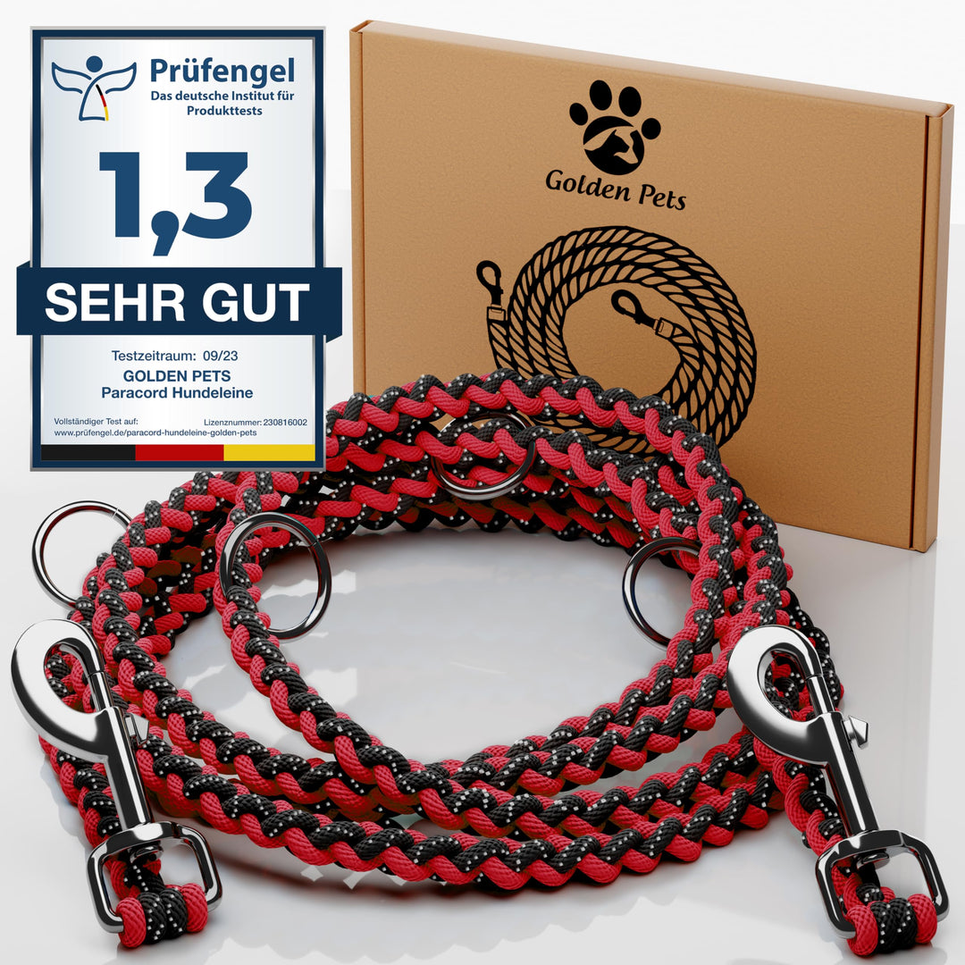 Testnote: Sehr gut - Hundeleine reflektierend I 2m, verstellbar, wetterfest & reissfest bis 250 kg I