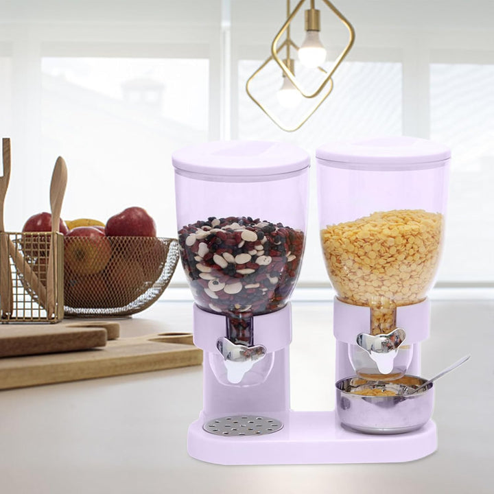 Müslispender Doppelt - Snackspender - Cereal Dispenser, Cornflakes Spender - Doppelspender für Süssi