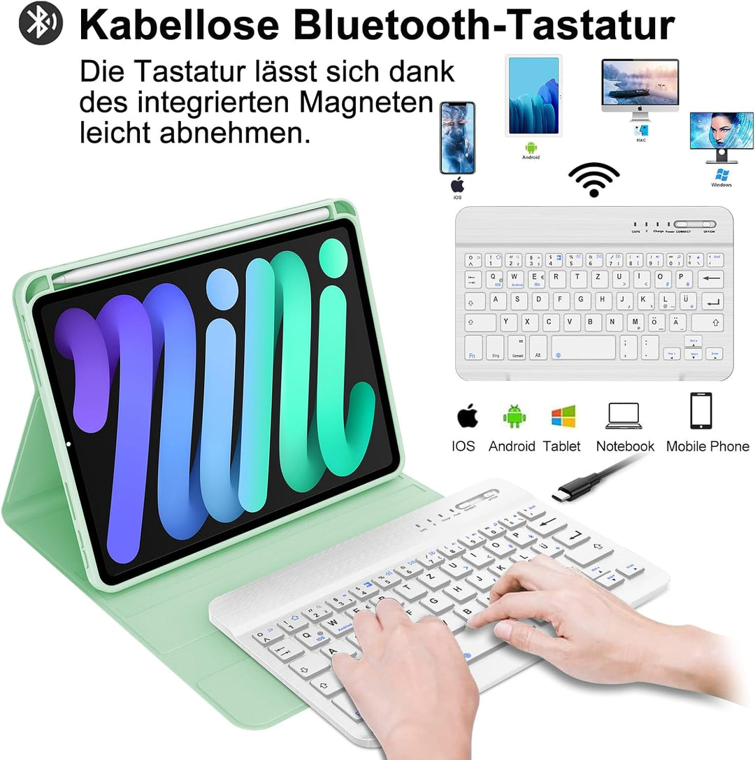 IVEOPPE Tastatur für iPad mini 7 (A17 pro) 2024 / Mini 6 2021, Hülle mit Tastatu Magnetisch Bluetoot