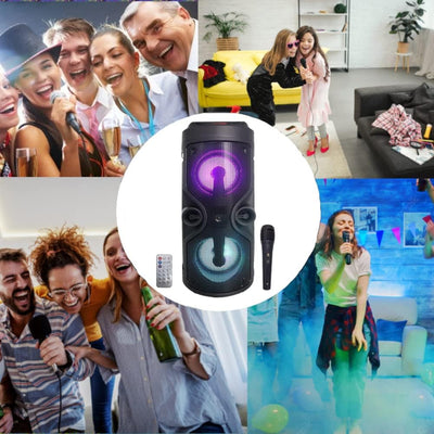 Bluetooth-Lautsprecher – tragbarer Lautsprecher mit Karaoke-Modus und Mikrofon, FM-Radio und USB- un