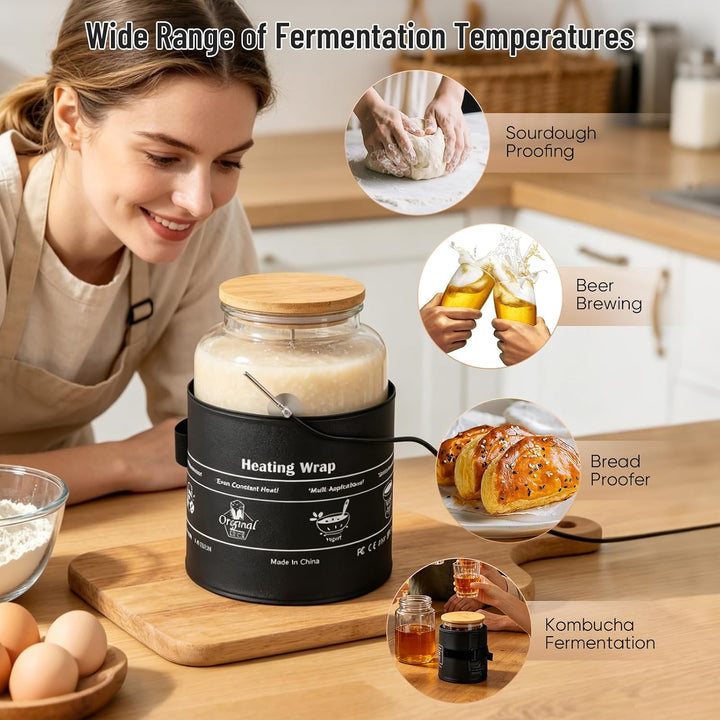 Heizmatte für Sauerteig-Starter mit 5-45°C Thermostat &amp; NTC-Sensor, Fermentation Heizgürtel mit 0-24