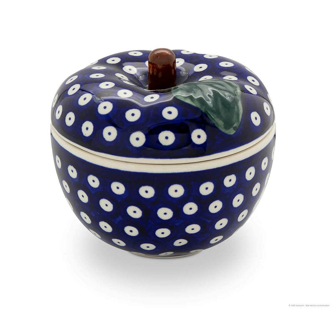 Bunzlauer Keramik Apfel-Bräter mit Deckel, 12,6x11,6 cm, Dekor 42