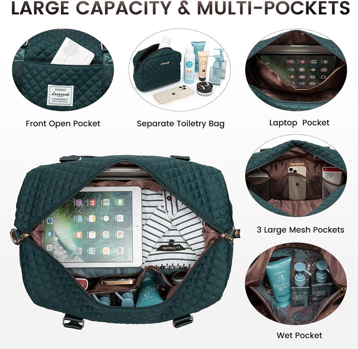 LOVEVOOK Reisetasche Sporttasche Damen Gross Weekender Travel Duffle Bag mit Kosmetiktasche Handgepä