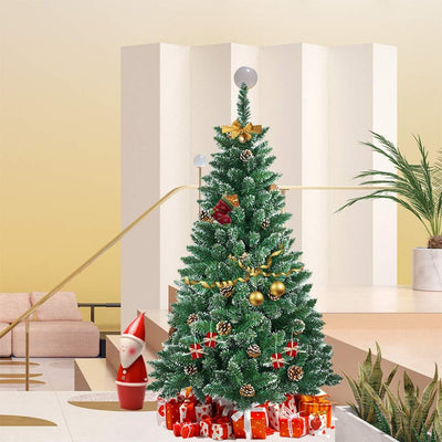 LARS360 180cm Künstlicher Weihnachtsbaum, Christbaum Tannenbaum Grüne PVC mit Schnee-Effekt, Christb