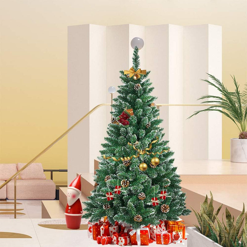 LARS360 150cm Künstlicher Weihnachtsbaum, Christbaum Tannenbaum Grüne PVC mit Schnee-Effekt, Christb