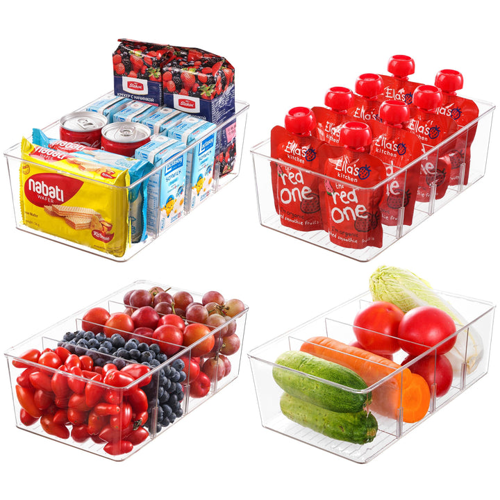 HNNJCK 4er Set Küche Aufbewahrungsbox Organizer mit 16 Fächern, Kühlschrank Schubladen, Storage Ordn