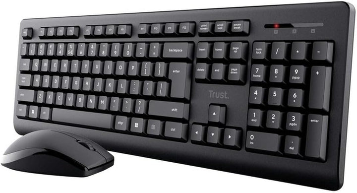 Trust Primo Kabellose Tastatur und Maus, Schwarz, Monochrom, Englisch, US, QWERTY US