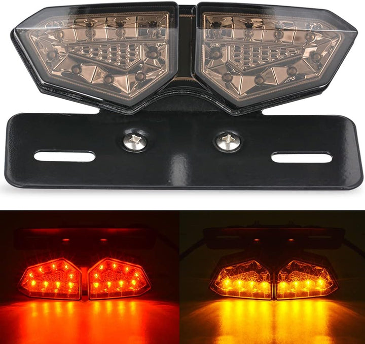 KATUR Universal Motorrad Integriertes Bremslicht RüCklicht Blinker Kennzeichenbeleuchtung (Rauch Lin