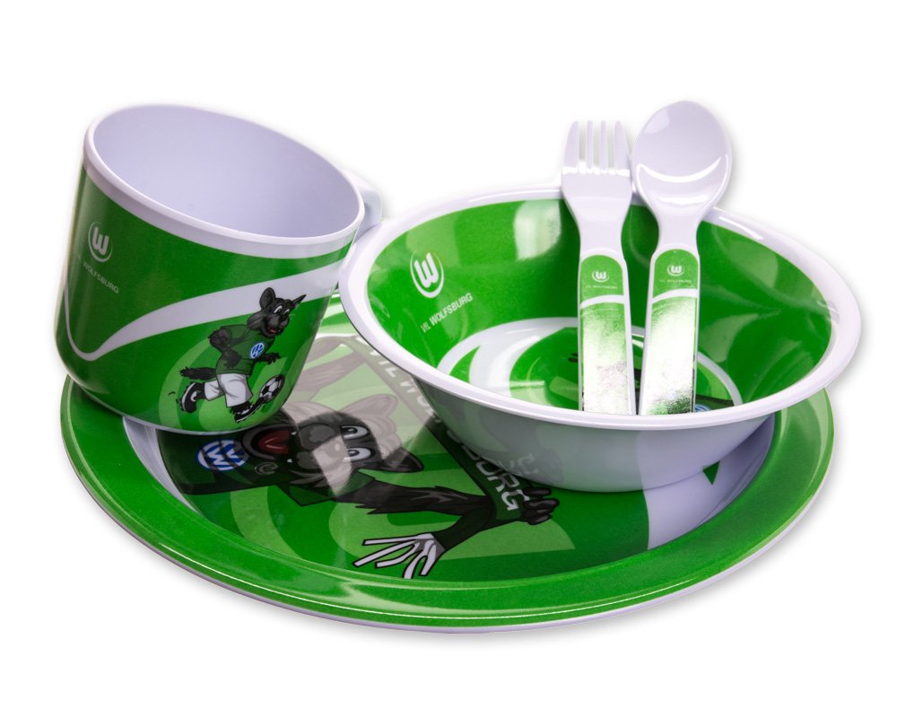 Brauns 20022 VFL Wolfsburg Frühstücks-Set Melamin, 22 x 22 x 8, grün-Weiss