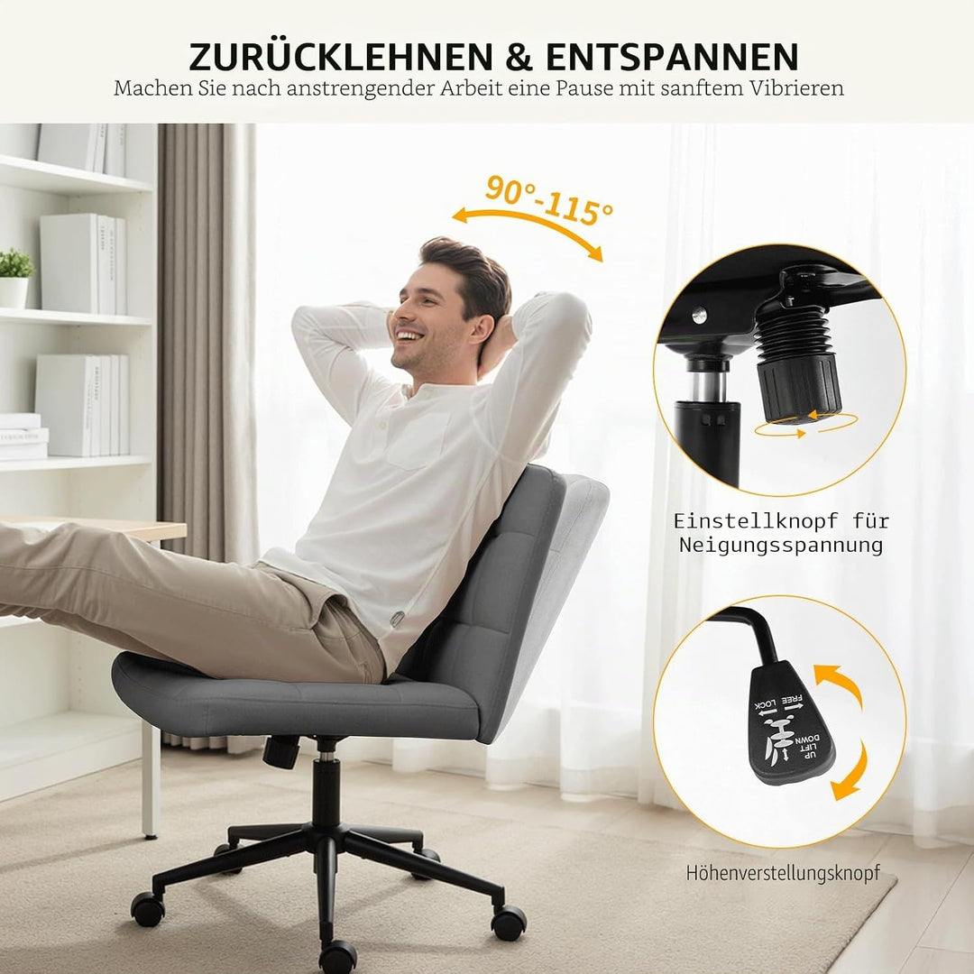 Clevich Bürostuhl Ohne Armlehne, Breiter Schneidersitz Stuhl für Schneidersitz Ergonomischer Höhenve