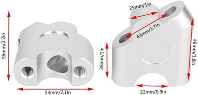 2Pcs Motorrad Lenker Riser Zurück Mount | Duokon Ø 22mm Universal Lenker Riser Lenkerklemme Adapter