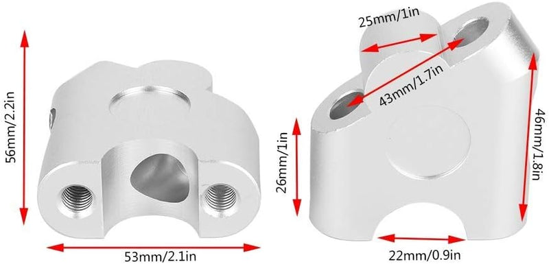 2Pcs Motorrad Lenker Riser Zurück Mount | Duokon Ø 22mm Universal Lenker Riser Lenkerklemme Adapter