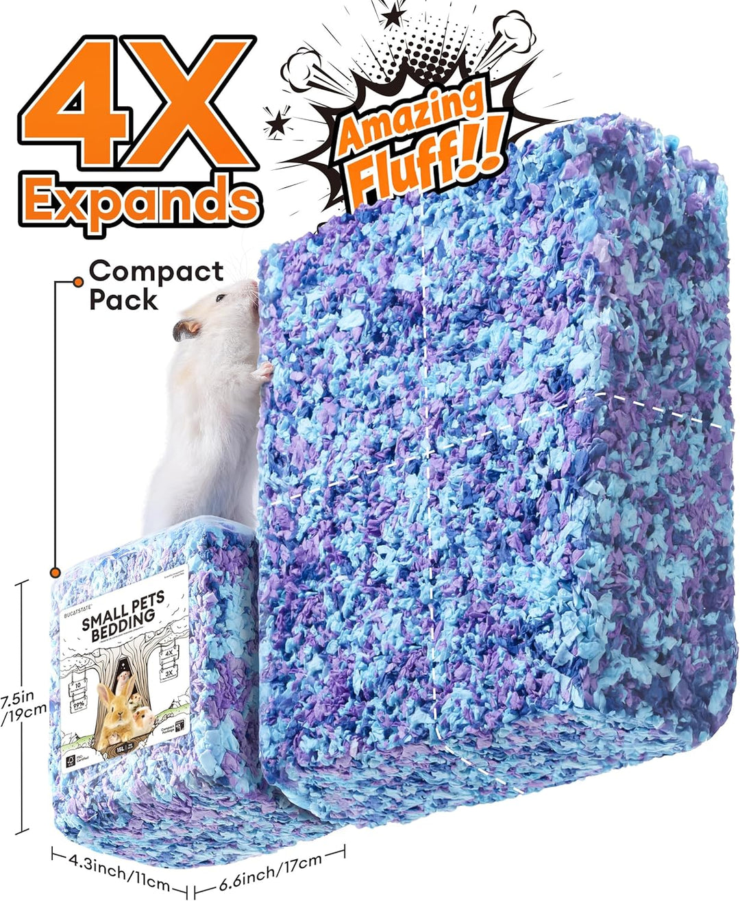 BUCATSTATE Hamsterstreu 70L, wirklich zu 99,9% staubfreie Papier-Einstreu für Nager mit Geruchskontr