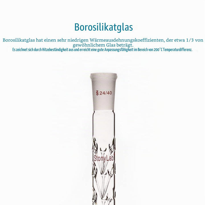 Stonylab Vigreux Destillateur Spalte Kondensator, 24/40 200 mm Länge Borosilikatglas Fraktionierkolo