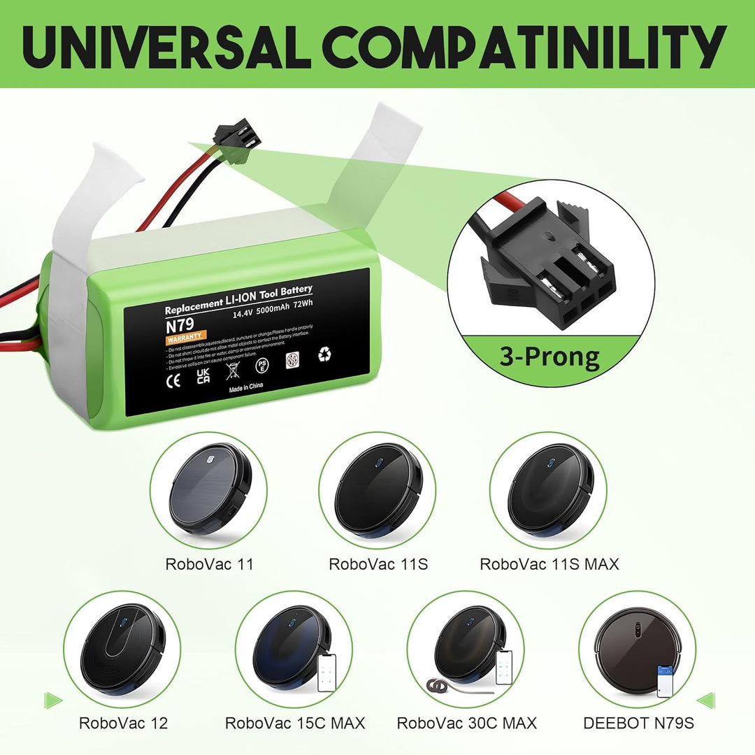 14.4V 5000mAh Ersatzakku für Eufy RoboVac G10 Hybrid G30 G20 G35 G40, für RoboVac 11 11S 11S MAX 12
