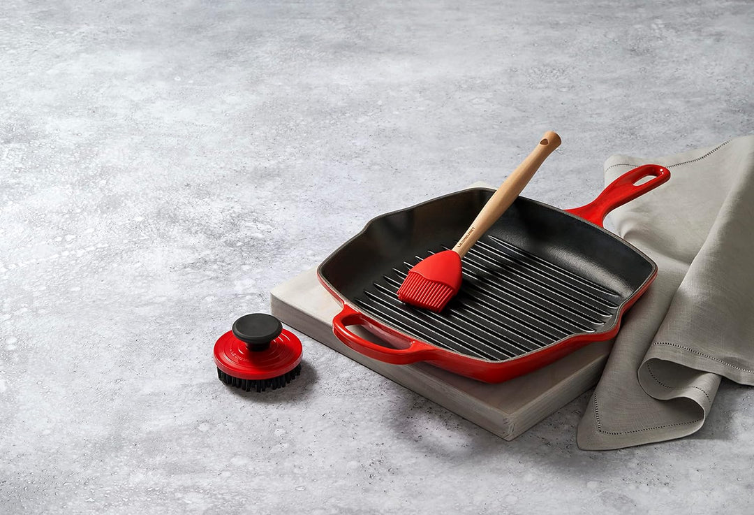Le Creuset Reinigungsbürste für Grill- und Bratpfannen, Kunststoff, Kirschrot, 93010200060000 Single