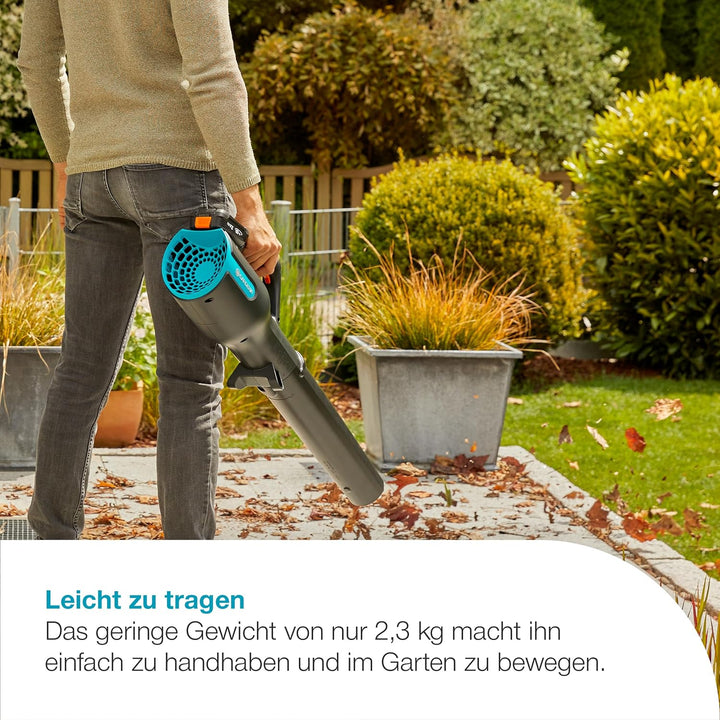Gardena PowerJet 18V P4A Ready-to-Use Set: leistungsstarke Akku-Bläser für effektives und schnelles