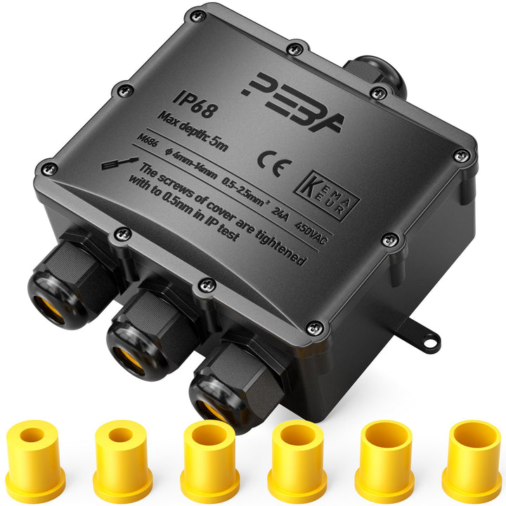 PEBA® Abzweigdose IP68 Abzweigdose Kabelverbinder Wasserdicht Aufputz Verteilerdose 4-fach für Kabe