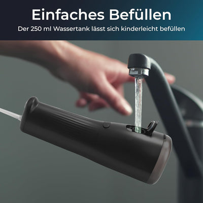 KLAMER Munddusche, Water Flosser mit 2 Aufsätzen für effektive Reinigung der Zähne und Zahnzwischenr